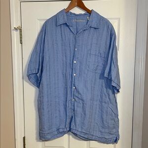 Caribbean Light Blue Casual Button Down Shirt 2XB